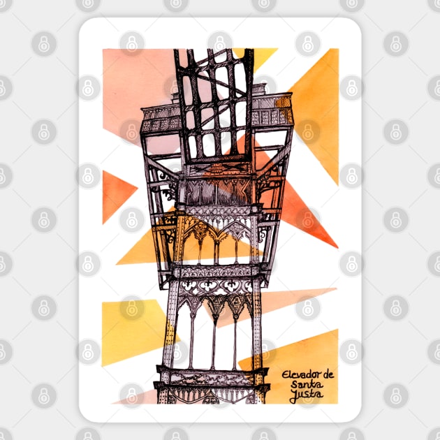 Lisbon - Elevador de Santa Justa Sticker by Claudia-Brueggen